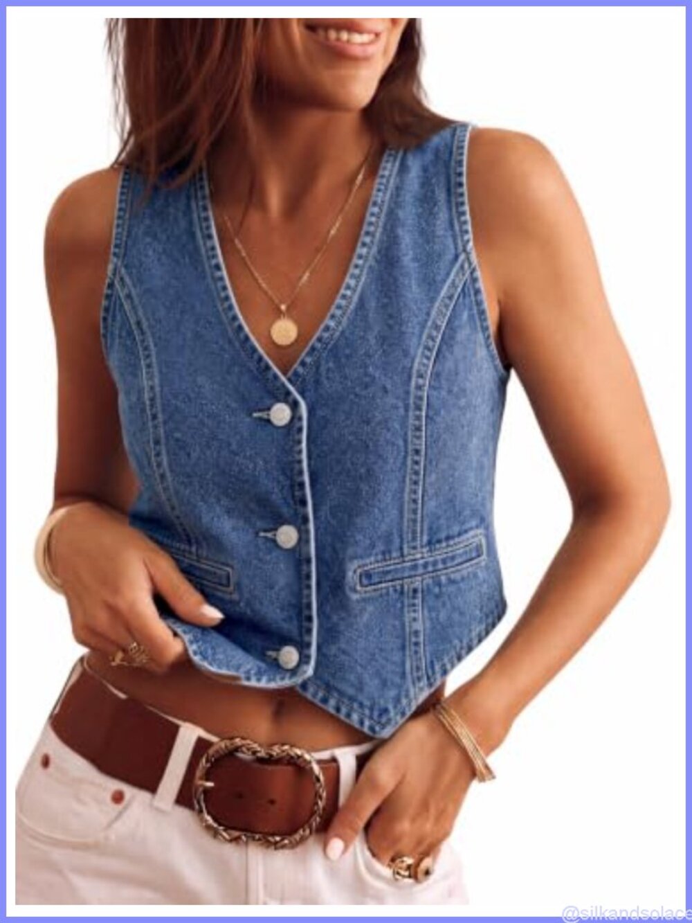 Denim Vest Sleeveless V-Neck Button Down Jean Waistcoat Y2K Crop Top